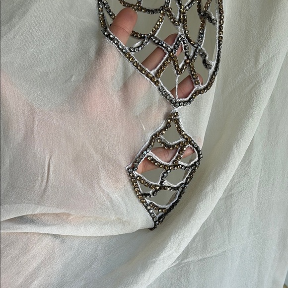 Debbie Katz Cream Sheer Tunic Coverup with Rhinestone Detail | M - Picture 4 of 6